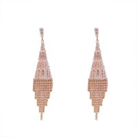 Fashion Long Tassel Personalized Copper Inlaid Zircon Earrings Wholesale main image 6