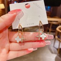 Fashion Super Flashing Flower Shell Cross Copper Earrings Wholesale main image 1