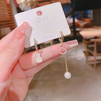 Fashion Gourd Tassel Asymmetric Hollow Pearl Shell Simple Copper Earrings main image 1