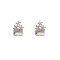 Fashion Five-pointed Star Flower Copper Inlaid Zircon Earrings Wholesale main image 6