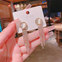 Fashion Long Chain Tassel Geometric Copper Inlaid Zircon Earrings Wholesale main image 3