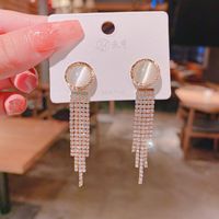 Fashion Long Chain Tassel Geometric Copper Inlaid Zircon Earrings Wholesale main image 1