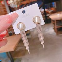 Fashion Long Chain Tassel Geometric Copper Inlaid Zircon Earrings Wholesale main image 4