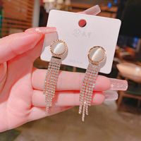 Fashion Long Chain Tassel Geometric Copper Inlaid Zircon Earrings Wholesale main image 5