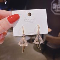 Fashion Geometric Triangle Three-dimensional Tower Copper Inlaid Zircon Earrings Wholesale main image 6
