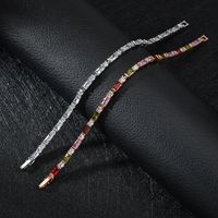 Rectangular Zircon Inlaid With Platinum Color Protection Copper Bracelet main image 3