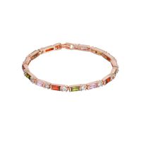 Rectangular Zircon Inlaid With Platinum Color Protection Copper Bracelet main image 6