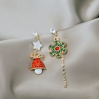 Fashion Long Tassel Asymmetric Dripping Glaze Geometric Multi-deformation Colorful Christmas Earrings main image 1