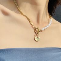 Titanium Steel Necklace Freshwater Pearl Pendant Simple Clavicle Chain main image 5