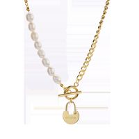 Titanium Steel Necklace Freshwater Pearl Pendant Simple Clavicle Chain main image 6