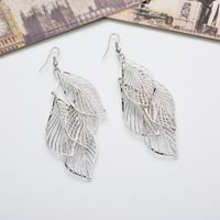 Fashion Geometric Leaf Multi-layer Metal Hollow Leaf Earrings main image 2