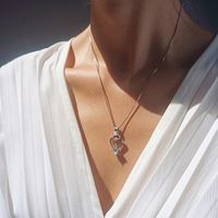 Copper Inlaid Zircon Crown Pendant Necklace Simple Clavicle Chain main image 4