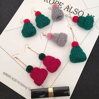 Fashion Autumn And Winter Woolen Christmas Hat Pendant Earrings Long Plush Earrings Women main image 2