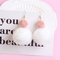 New Candy Color With Hair Ball Earrings Ball Earrings Female Wholesale main image 1