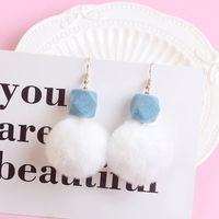 New Candy Color With Hair Ball Earrings Ball Earrings Female Wholesale main image 4