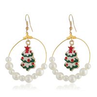 Fashion Large Circle Size Pearl Christmas Drip Christmas Tree Alloy Earrings Wholesale main image 3