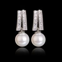 Fashion Geometric Pearl Copper Inlaid Zircon Earrings Wholesale main image 1