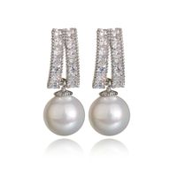 Fashion Geometric Pearl Copper Inlaid Zircon Earrings Wholesale main image 6