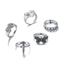 New Butterfly Elven Ring 5-piece Set Heart Chain Dagger Joint Ring Wholesale main image 6