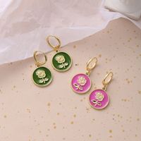 New Color Geometric Round Oil Drop Earrings Creative Retro Personality Rose Pendant Earrings Wholesale main image 4