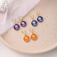 New Color Geometric Round Oil Drop Earrings Creative Retro Personality Rose Pendant Earrings Wholesale main image 5