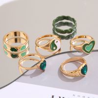 Inlaid Rhinestone Heart Ring Wholesale Tai Chi Love Drop Oil Ring Set Of 6 main image 4