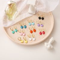 New Candy Color Peach Heart Dripping Oil Earrings Creative Cute Love Dripping Oil Earrings Wholesale main image 1