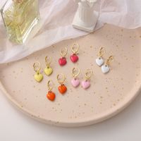 New Candy Color Peach Heart Dripping Oil Earrings Creative Cute Love Dripping Oil Earrings Wholesale main image 4