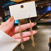 Korea Fashion Leaf Tassel Copper Long Ear Line Wholesale main image 1