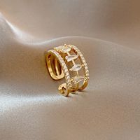 Fashion Zircon Temperament Design Geometric Copper Ring main image 1