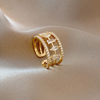 Fashion Zircon Temperament Design Geometric Copper Ring main image 2