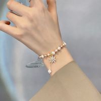 Bracelet De Perles D&#39;eau Douce De Mode Design Fleur Zircon Bracelet En Cuivre En Gros main image 3