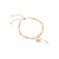 Bracelet De Perles D&#39;eau Douce De Mode Design Fleur Zircon Bracelet En Cuivre En Gros main image 5