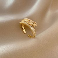 Korean Style Geometric Zircon Zipper Open Ring Fashion Trendy Copper Finger Ring Wholesale main image 1