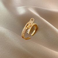 Korean Style Geometric Zircon Zipper Open Ring Fashion Trendy Copper Finger Ring Wholesale main image 4