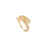 Korean Style Geometric Zircon Zipper Open Ring Fashion Trendy Copper Finger Ring Wholesale main image 5