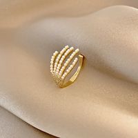 Korean Creative Ring Female Trend Pearl Open Copper Index Finger Ring Wholesale main image 1