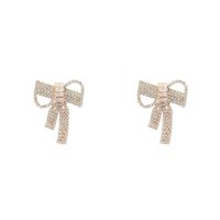 European And American Full Diamond Bow Copper Zircon Earrings Wholesale main image 5