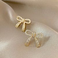 2021 New Trendy Bow Stud Earrings Female Korean Copper Earrings Wholesale main image 1