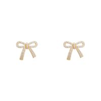 2021 New Trendy Bow Stud Earrings Female Korean Copper Earrings Wholesale main image 5