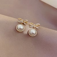 Boucles D&#39;oreilles En Perles De Coréen Boucles D&#39;oreilles Femme Bow Nouveaux Bijoux D&#39;oreille En Cuivre À La Mode main image 6