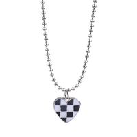 Heart Drop Oil Small Ball Titanium Steel Necklace Korean Simple Lattice Clavicle Chain Retro Fashion Pendant main image 5