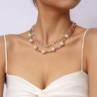Collier Multicouche De Perles De Cristal Tissées À La Main De Bohème Bijoux Pendentif Perle main image 1