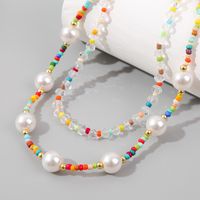Collier Multicouche De Perles De Cristal Tissées À La Main De Bohème Bijoux Pendentif Perle main image 5