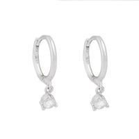 Fashion Single Diamond Geometric Minimalist Zircon S925 Silver Earrings main image 5
