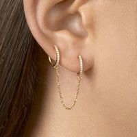 European And American Diamond-studded Chain Tassel Copper Earrings Women main image 5