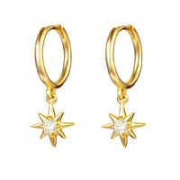 European And American Octagonal Flashing Star Diamond Small Sun Copper Ear Buckle main image 2