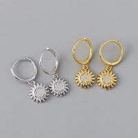 European And American Fashion Copper Zircon Sun Flower Earrings Wholesale main image 3
