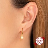 European And American Fashion Copper Zircon Sun Flower Earrings Wholesale main image 4