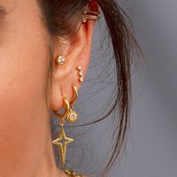Fashion Cross Star 18k Gold Copper Earrings Female main image 4